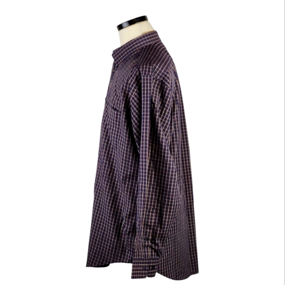 Dockers EXACT Plaid Button-Down Shirt Navy Burgundy Cotton Blend Size L - Picture 3 of 6